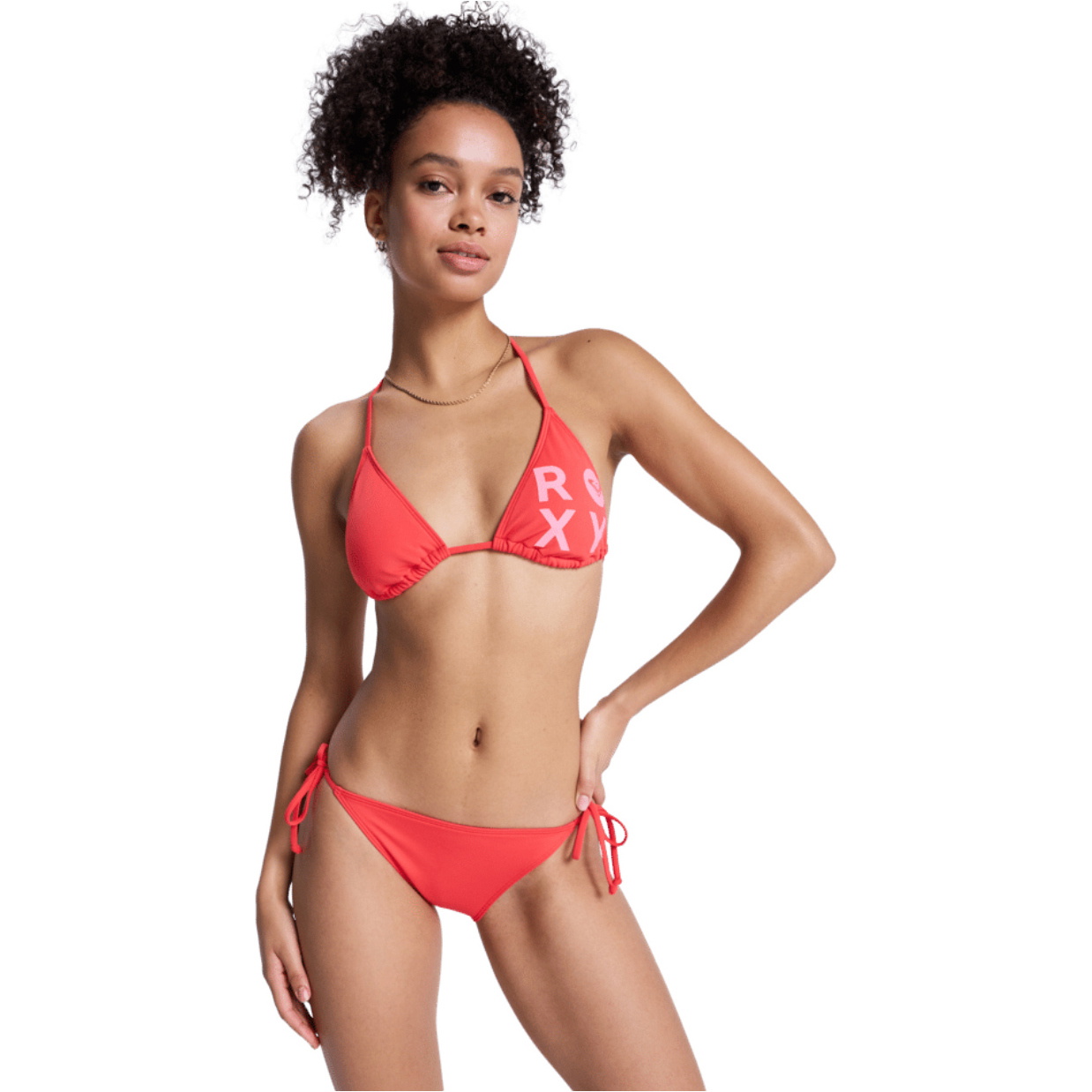 2026 Roxy Womens Solid Essentials Tiki Classic Tri Bikini Set ERJX203595 - Hibiscus